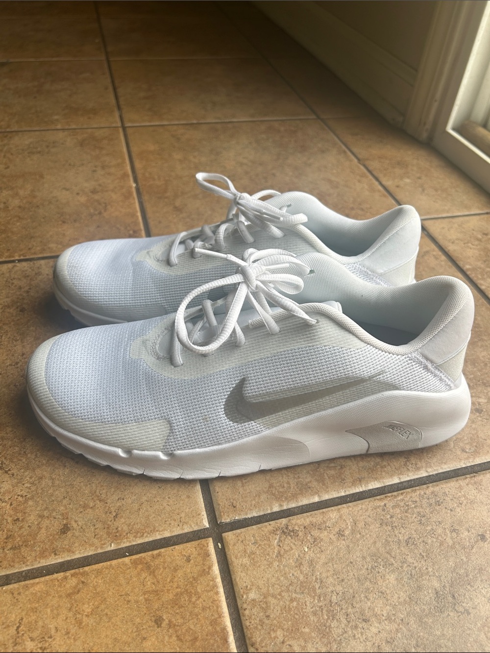 Nike Women’s White Mesh Sneakers with Silver Swoosh